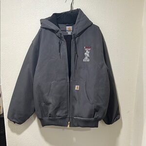 Gray Hooded Jacket with Logo